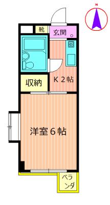 JTマンション(1K/2階)の間取り写真