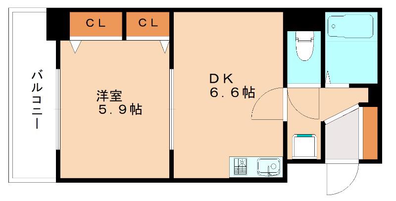 ライオンズマンション三萩野駅前(1DK/2階)の間取り写真
