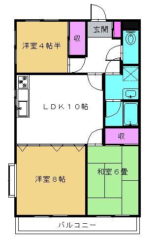 ラフィーヌ・ジュネスI(3LDK/2階)の間取り写真