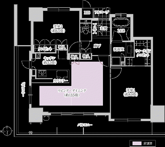 ベリスタ神戸旧居留地(2LDK/3階)の間取り写真