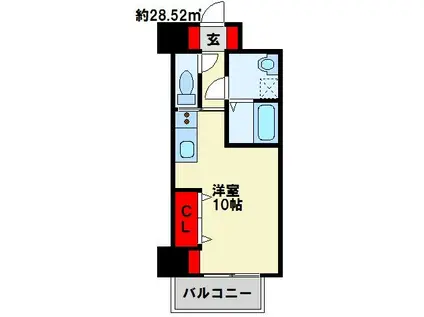 コートハウス中島通(ワンルーム/8階)の間取り写真