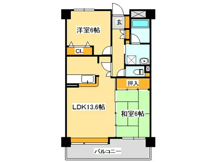 リベルテ南大野田(2LDK/4階)の間取り写真