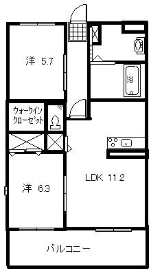 ピュアフレグランス(2LDK/2階)の間取り写真