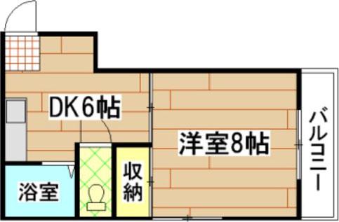 ハイム西旭(1DK/4階)の間取り写真