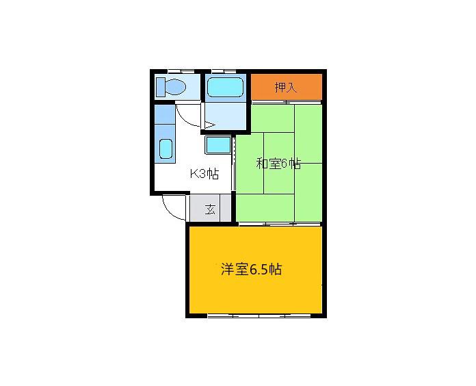 七曲ハイツ(2K/1階)の間取り写真