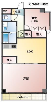 ライブタウン宝来(2LDK/6階)の間取り写真