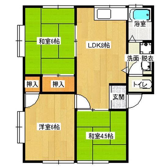 西江コーポ B(3LDK/1階)の間取り写真