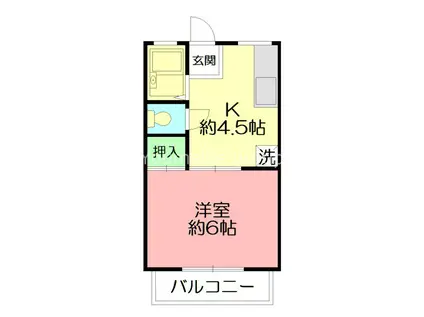 シティハイム鶴巻壱番館(1K/1階)の間取り写真