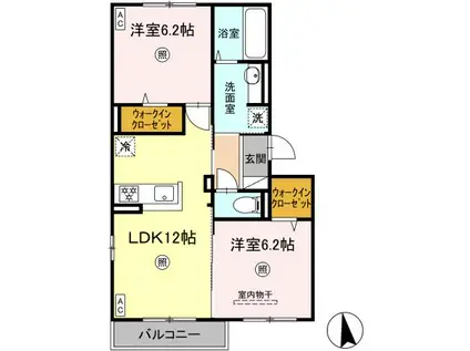 D-ROOM三入(2LDK/2階)の間取り写真