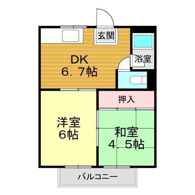 巻幡アパート(2DK/2階)の間取り写真