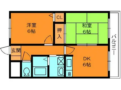 グランリヴィエール(2DK/3階)の間取り写真