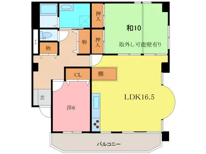 サンセットビーチマンション(2LDK/2階)の間取り写真