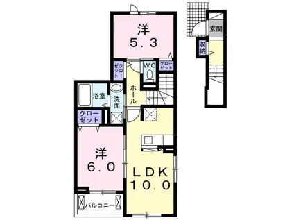 プレザントIII(2LDK/2階)の間取り写真