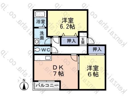 ウインディア荒巻(2DK/1階)の間取り写真
