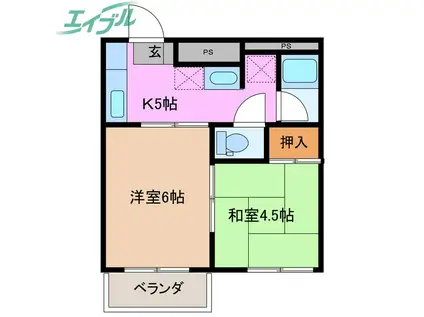 ヴィラ・ローズガーデン(2K/2階)の間取り写真