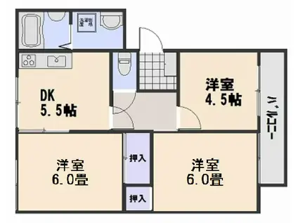ファミーユ三宅(3DK/1階)の間取り写真