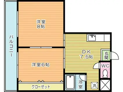オカモト南ビル(3DK/3階)の間取り写真