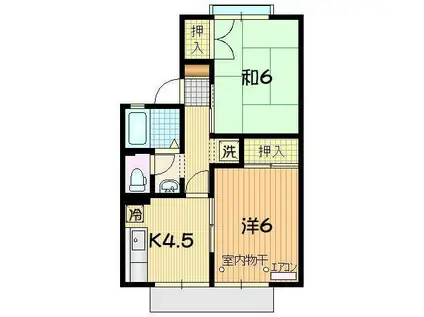 グランドミールB(2K/1階)の間取り写真