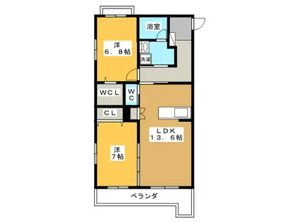 メゾンドニーム寿町(2LDK/1階)の間取り写真