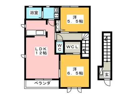 ビレッジ静里 A棟(2LDK/2階)の間取り写真