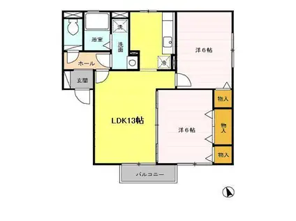 カーサアンダンテ(2LDK/1階)の間取り写真
