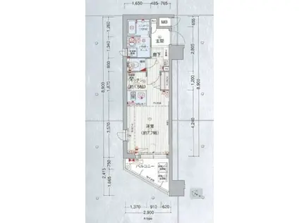 プレサンス神戸駅前グランツ(ワンルーム/9階)の間取り写真