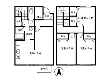 十日市アパート(3LDK/1階)の間取り写真