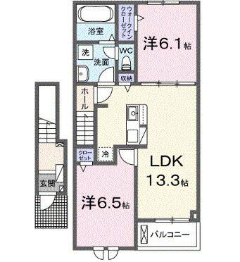 ガラシアII(2LDK/2階)の間取り写真