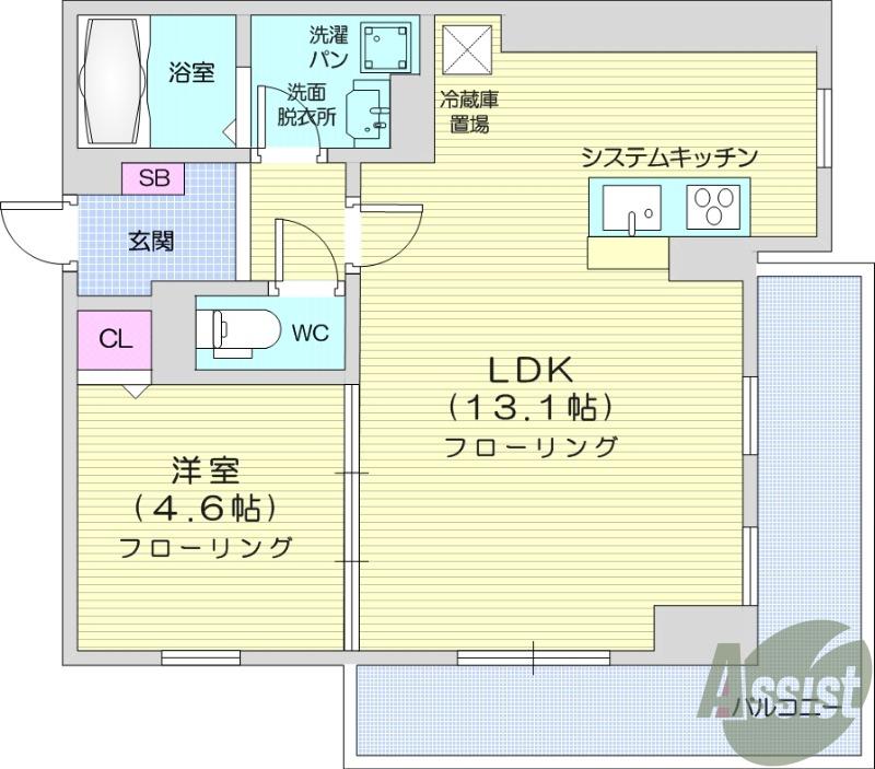 LUANA・AIR・RESIDENCE宮町(1LDK/2階)の間取り写真