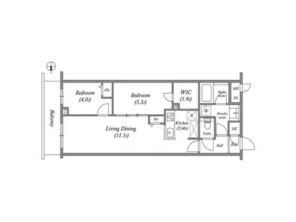 プライムガーデン若木(2SLDK/3階)の間取り写真