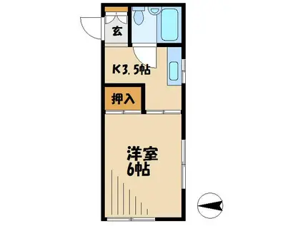 やまと荘(1K/2階)の間取り写真