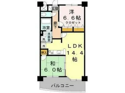 リュイール桃山台(2LDK/2階)の間取り写真