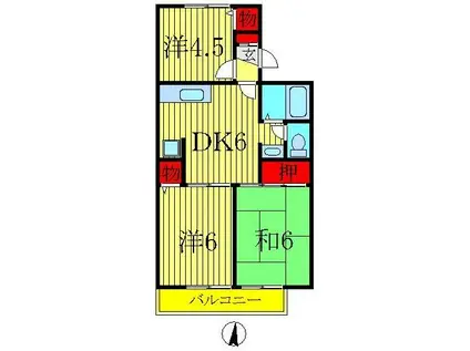 ロイヤルタウン泉(3DK/2階)の間取り写真