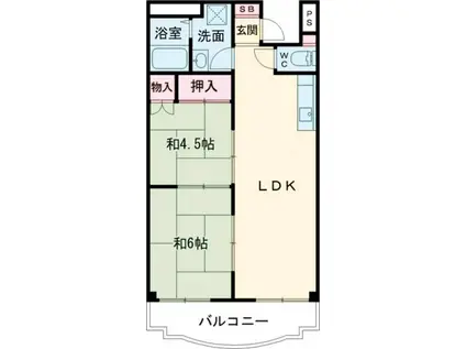 ビアンカ狭山B棟(2LDK/4階)の間取り写真