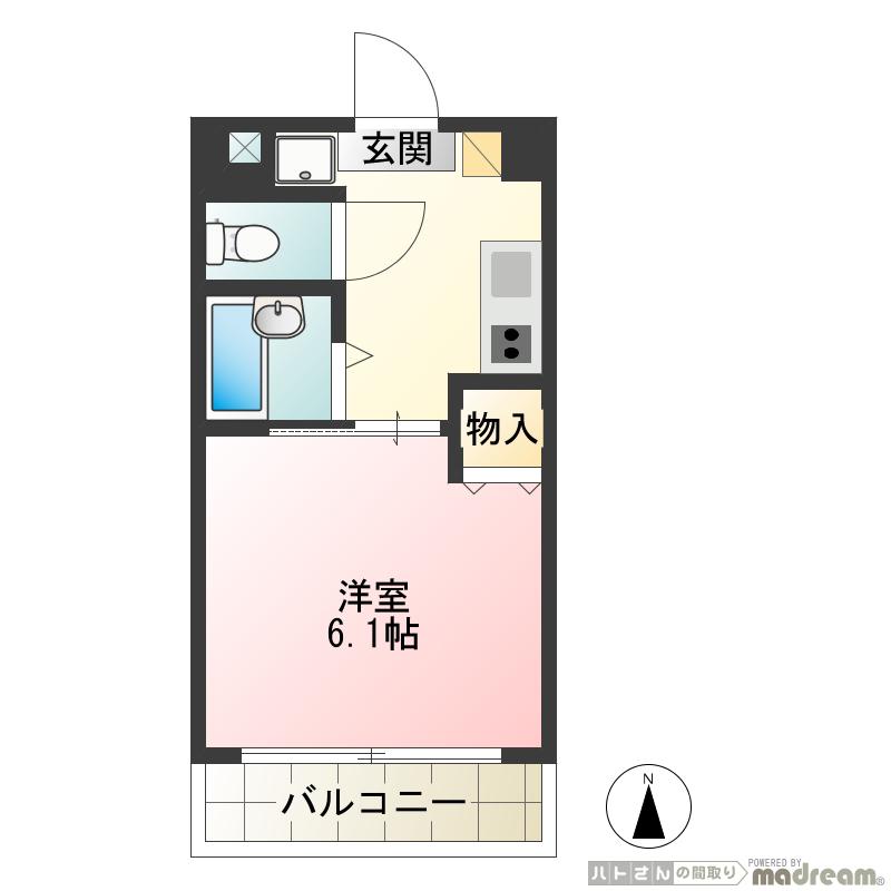 ハイポイント竹ノ塚(1K/4階)の間取り写真