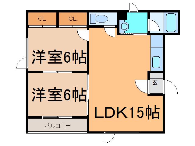 グリーンタウン(2LDK/2階)の間取り写真