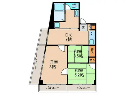 SHINE PASTEL(3DK/5階)の間取り写真