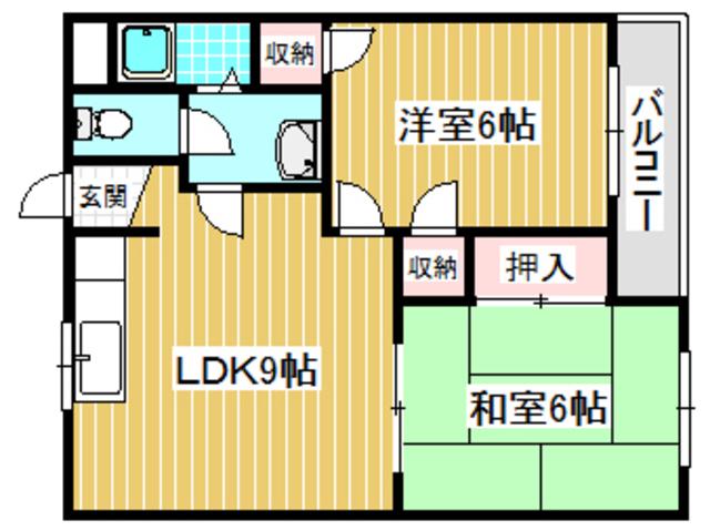 サングレード高槻(2LDK/2階)の間取り写真
