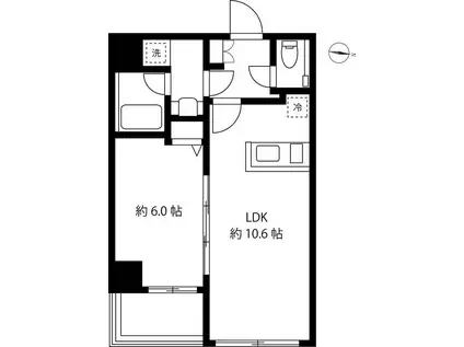 ブルーミング西麻布(1LDK/2階)の間取り写真