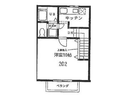 ノーブル富水(1K/2階)の間取り写真