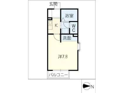 メゾン・ラポール E棟(1K/2階)の間取り写真