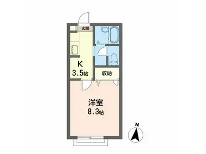 ジュネスA(1K/2階)の間取り写真