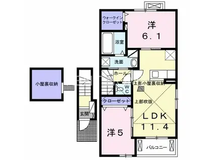 ブルースカイIII(2LDK/2階)の間取り写真