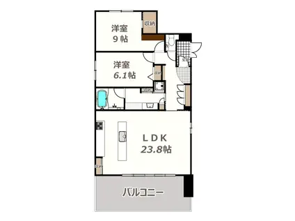 ヴィーブル帝塚山(2LDK/1階)の間取り写真