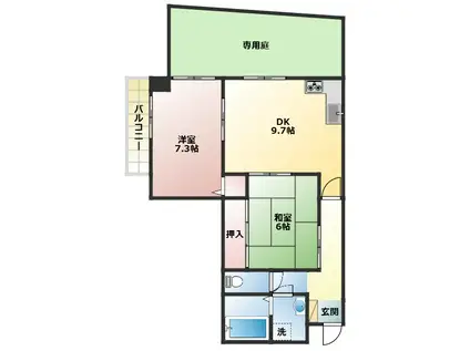 アミティ松本(2DK/1階)の間取り写真