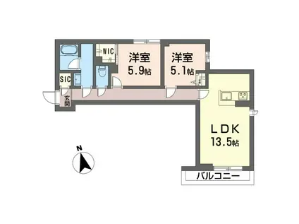 小田急小田原線 秦野駅 徒歩9分 2階建 築1年(2LDK/2階)の間取り写真