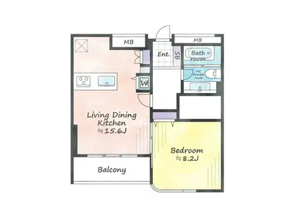 ベルテ西参道(1LDK/3階)の間取り写真