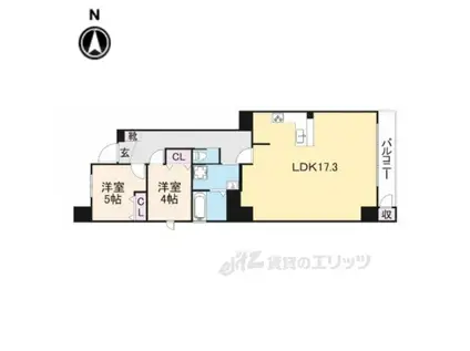 ベル・クローチェ京都洛央(2LDK/11階)の間取り写真