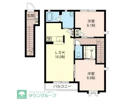 DERNIE(2LDK/2階)の間取り写真