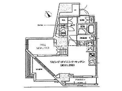 ベルドゥムール文京小石川(1LDK/12階)の間取り写真